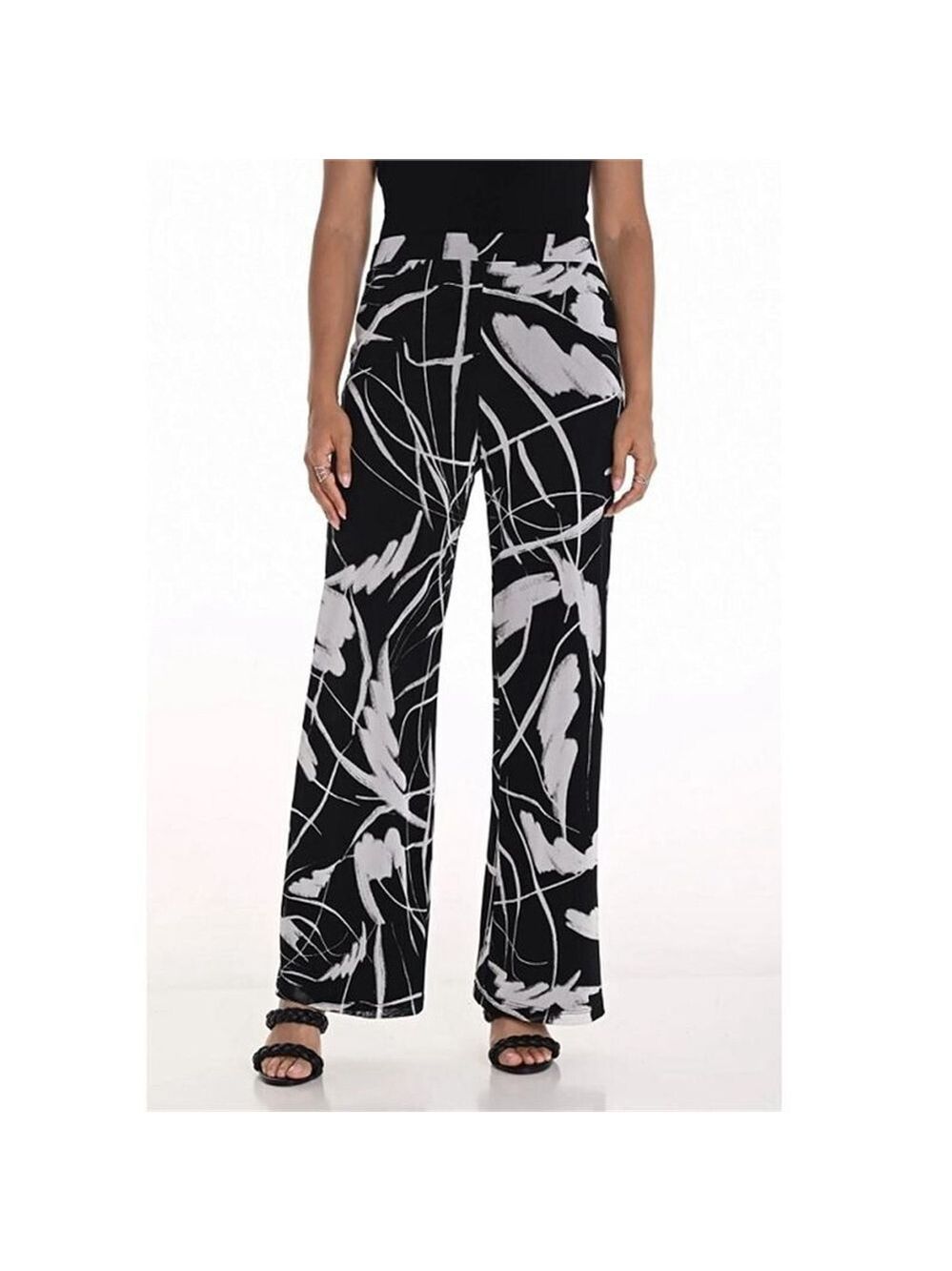 Frank Lyman Printed Modern Art Straight Leg Flat Band Pants Size 10